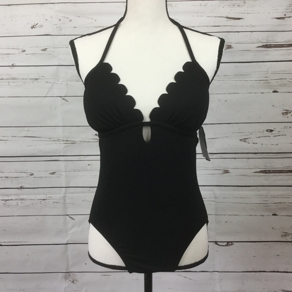 black scalloped one piece